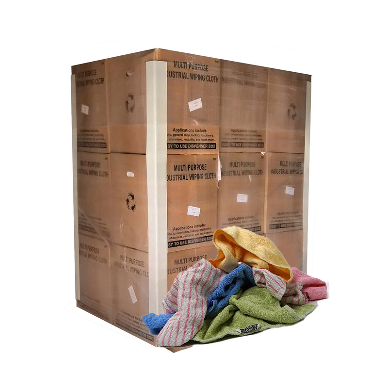 Color Terry Towel 100% Cotton Cleaning Rags - 600 lbs. Pallet Boxes  - Multipurpose Cleaning