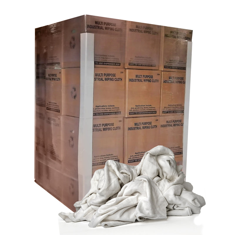 White Fleece Cotton Cleaning Rags-600 lbs. Boxes Pallet -Multipurpose Cleaning