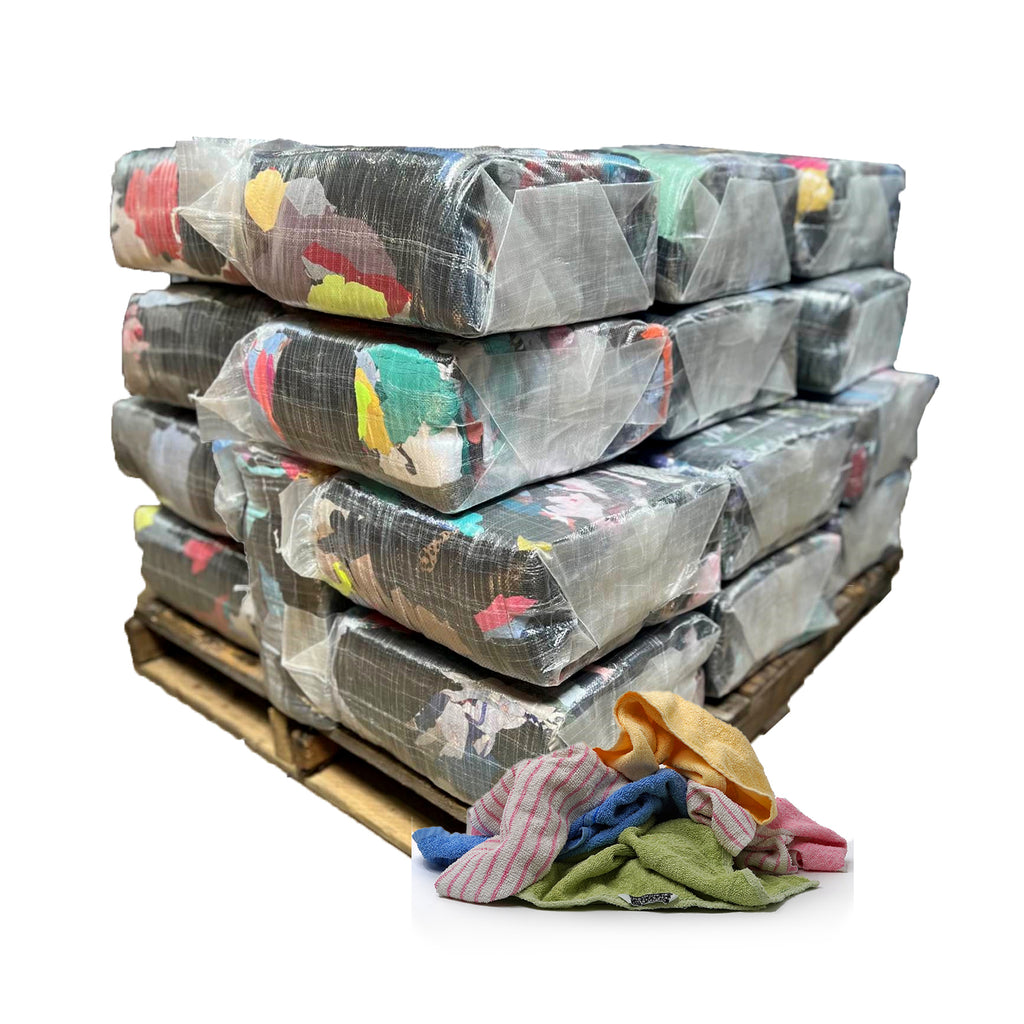 Color Terry Towel 100% Cotton Cleaning Rags - 600 lbs. Pallet 24 x 25 Bags  - Multipurpose Cleaning