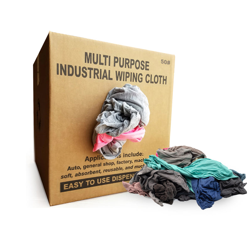 NEW Color Knit T-Shirt Cleaning Rags 50 lbs. Box - Multipurpose Cleaning