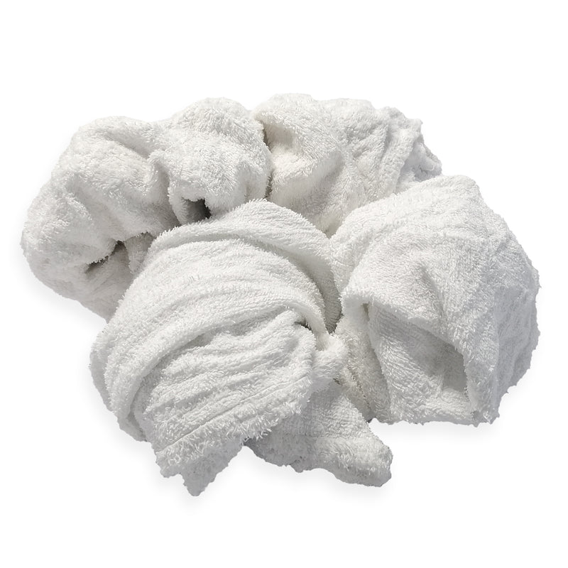 White Terry Towel 100% Cotton Cleaning Rags - 50 lbs. Box- Multipurpose Cleaning