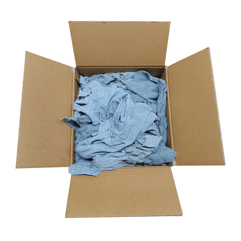 Gray Knit T-Shirt Cotton Cleaning Rags 10 lbs. Box- Multipurpose Cleaning