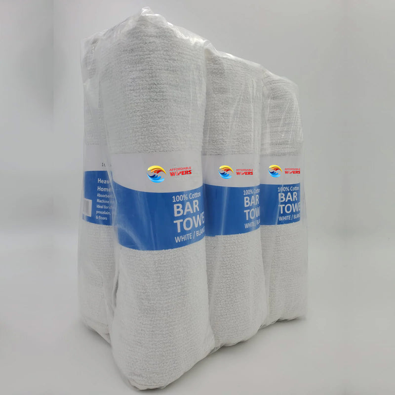 Terry Cotton Bar Towels - 6 Rolls of 12 (doz) Retail Packaging