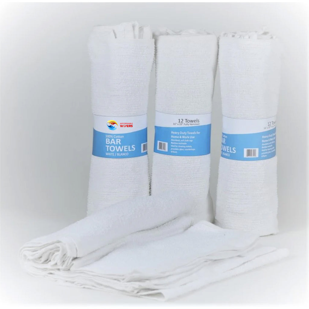 Terry Cotton Bar Towels - 6 Rolls of 12 (doz) Retail Packaging