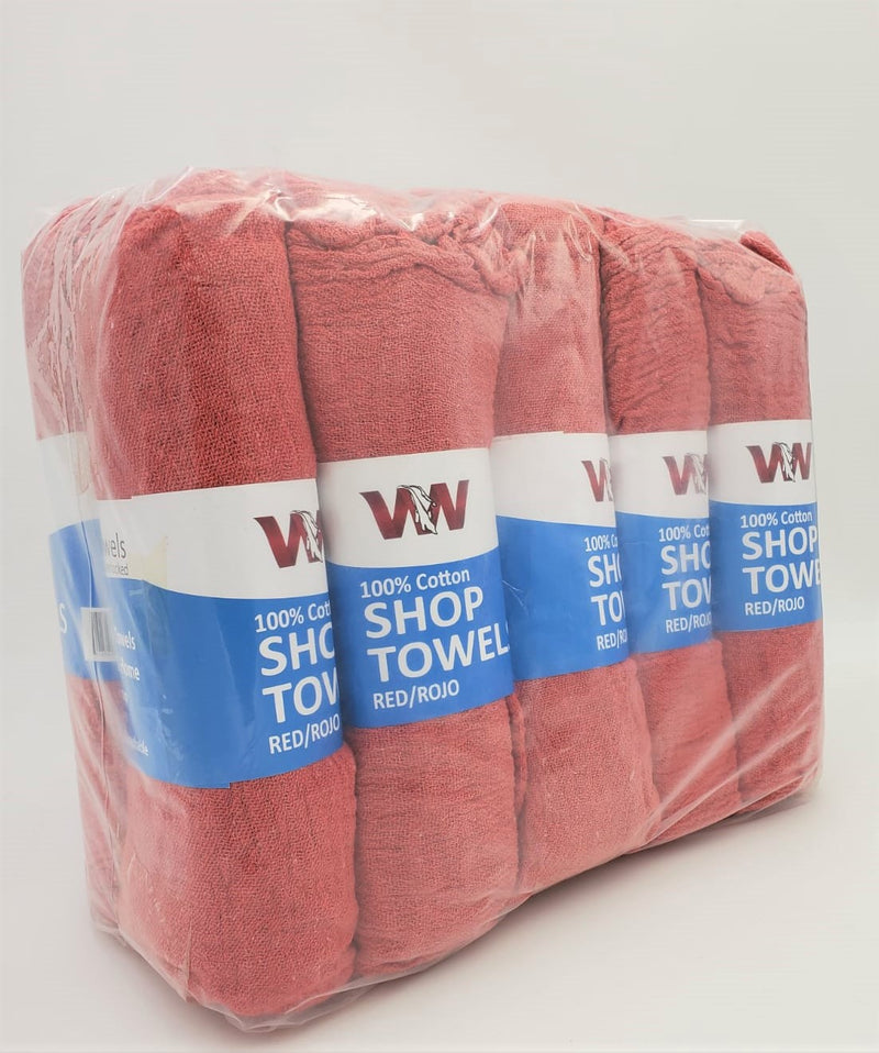 Red Shop Towels - 72 bundles (10 Rolls of 12 towels) Retail Packaging pallet